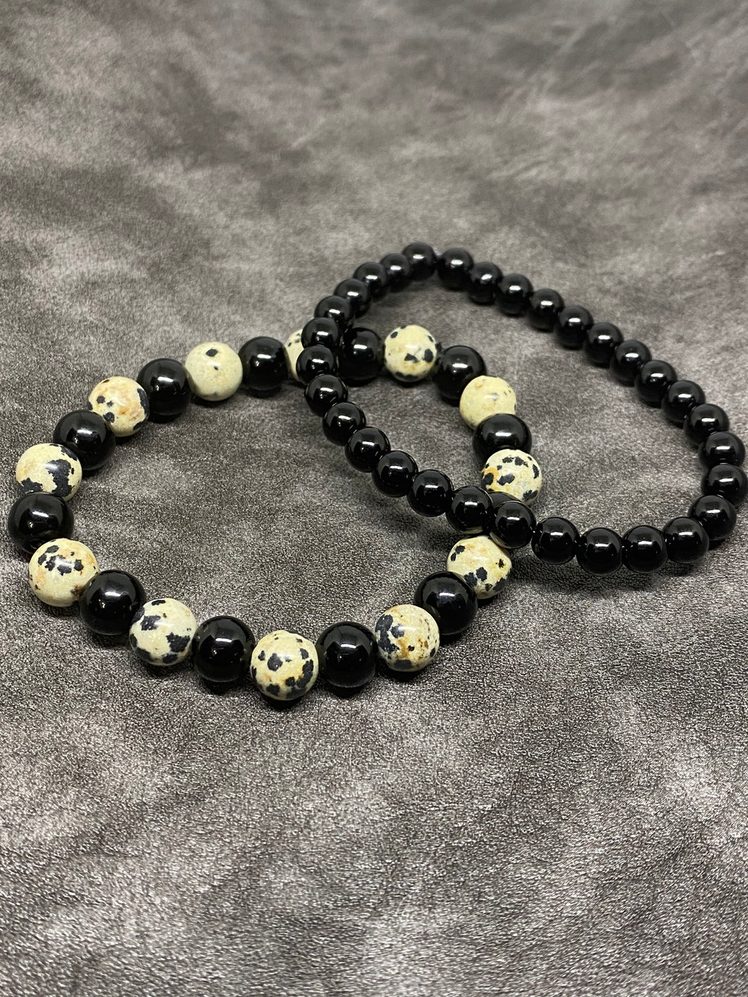 Blak and Dalmation stone bead set