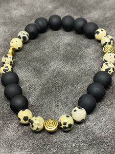 Black, Gold and Dalmation bracelet